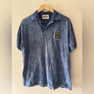 Guava Beach Forever Kauai Hawaii Blue Wash Polo Shirt Resortwear